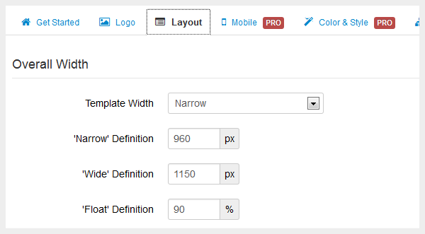 Layout configuration by template parameters